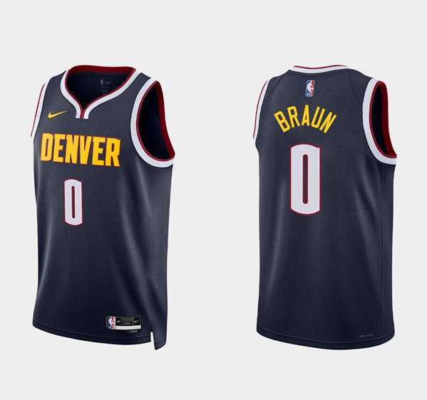 Mens Denver Nuggets #0 Christian Braun Navy 2022 Icon Edition Stitched Jersey Dzhi->denver nuggets->NBA Jersey